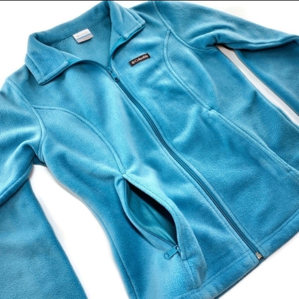 Columbia Benton Springs Turquoise Blue Full-Zip Cold Block Collar Fleece Jacket - Picture 7 of 11